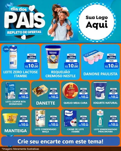 Modelo de Rede Social para Feed Instagram com o tema Dia Dos Pais Repleto de Ofertas para Frios e Laticínios
