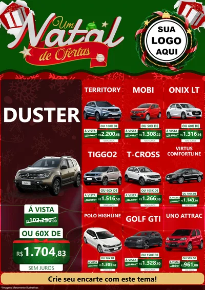 Modelo de Encarte para Encarte A4 Vertical com o tema Um Natal de Ofertas para Concessionaria de Carros