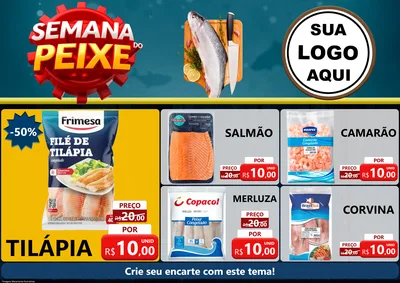 Modelo de Encarte para Encarte A4 Horizontal com o tema Semana do Peixe para Peixaria