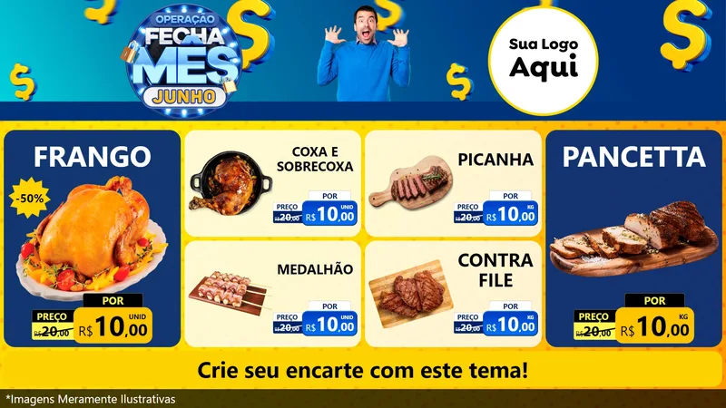 Modelo de TV para TV Horizontal com o tema Operação Fecha Mês, Junho para Assados