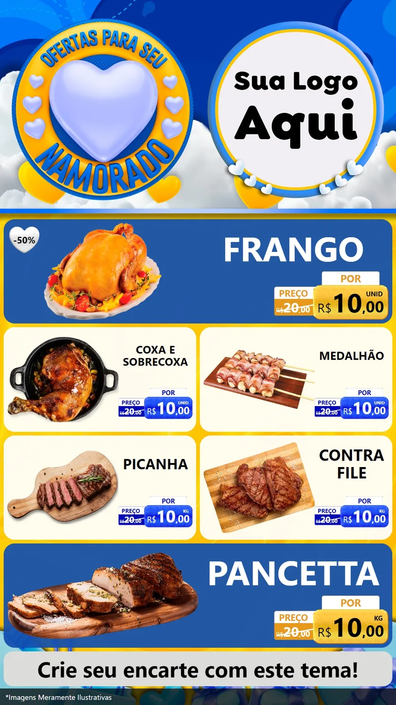 Modelo de TV para TV Vertical com o tema Ofertas Para Seu Namorado para Assados