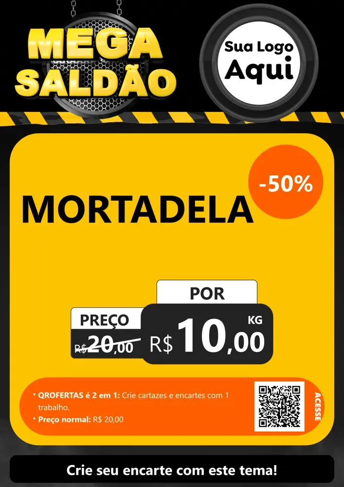 Modelo de Cartaz para Cartaz A4 Vertical com o tema Mega Saldão para Frios e Laticínios