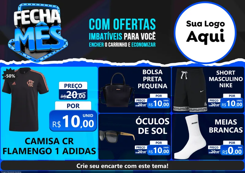 Modelo de Encarte para Encarte A4 Horizontal com o tema Fecha Mês para Roupas e acessórios