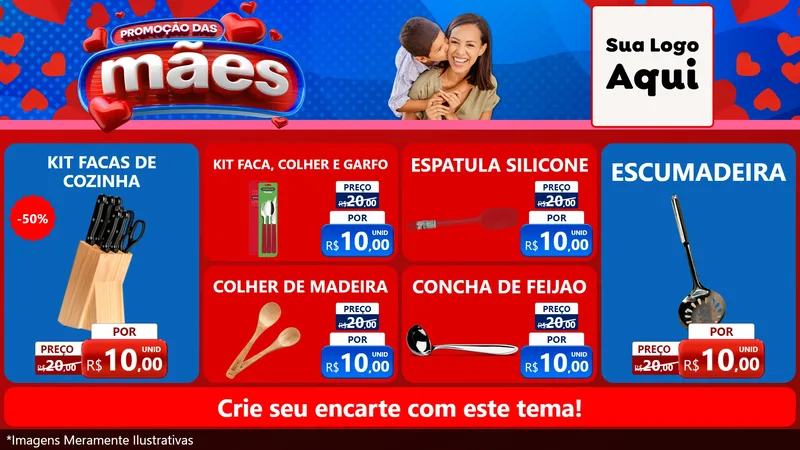 Modelo de TV para TV Horizontal com o tema Promoção das Mães para Utilidades Domésticas