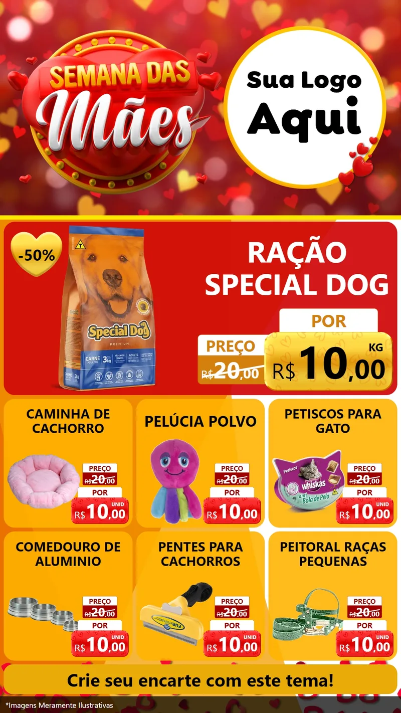 Modelo de Rede Social para Stories com o tema Semana das Mães para Pet Shop