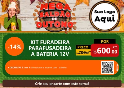 Modelo de Cartaz para Cartaz A4 Horizontal com o tema Mega Saldão de Outono para Maquinas e Ferramentas