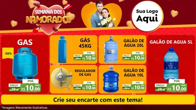 Modelo de TV para TV Horizontal com o tema Semana dos Namorados para Água e gás