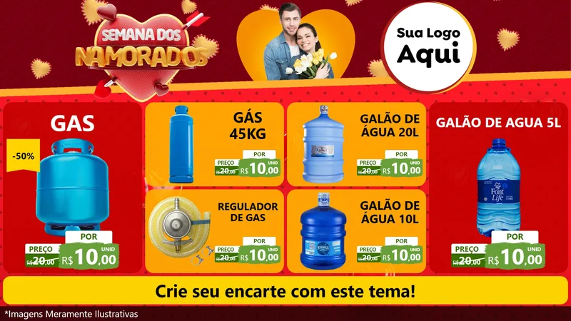 Modelo de TV para TV Horizontal com o tema Semana dos Namorados para Água e gás