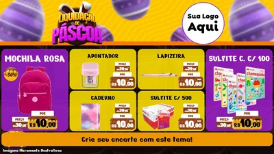 Modelo de TV para TV Horizontal com o tema Liquidação de Páscoa para Papelaria