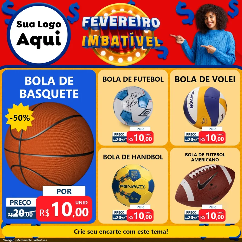 Modelo de Rede Social para Feed Facebook com o tema Fevereiro Imbatível para Artigos Esportivos