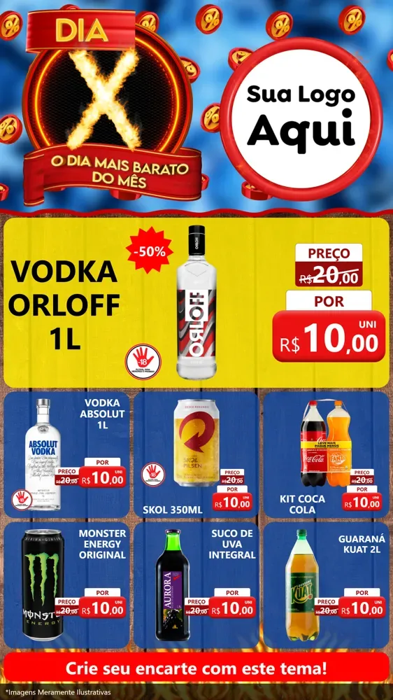 Modelo de Rede Social para Stories com o tema Dia X - O Dia Mais Barato Do Mês para Distribuidora de bebidas