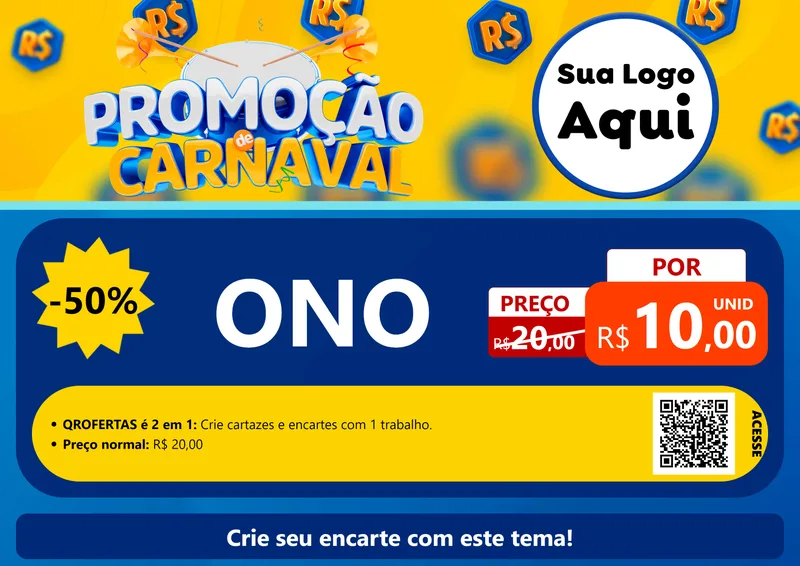 Modelo de Cartaz para Cartaz A4 Horizontal com o tema Promoção de Carnaval para Óticas
