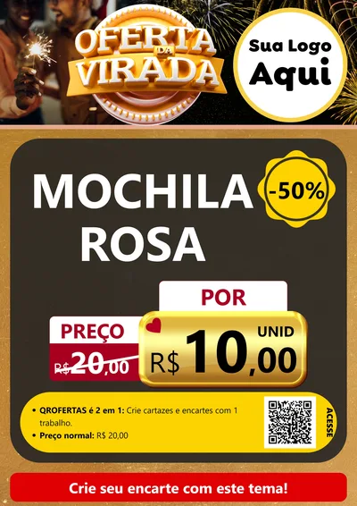 Modelo de Cartaz para Cartaz A4 Vertical com o tema Oferta da Virada para Papelaria