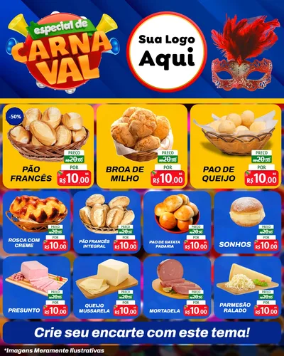 Modelo de Rede Social para Feed Instagram com o tema Especial de Carnaval para Padaria