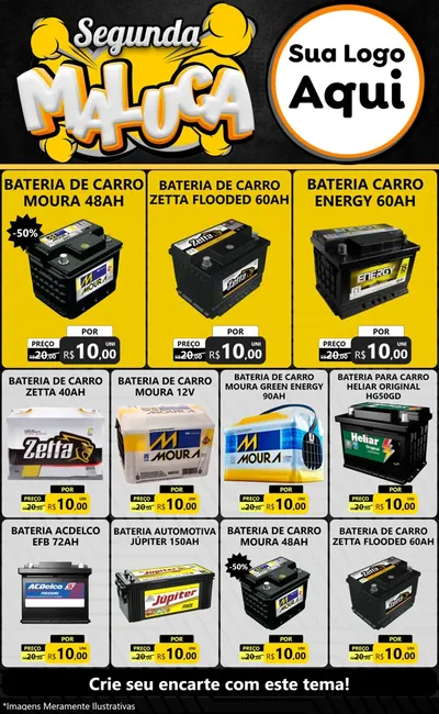Modelo de Encarte para Encarte Grande com o tema Segunda Maluca para Baterias Elétricas