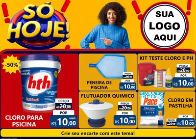 Modelo de Encarte para Encarte A4 Horizontal com o tema Só Hoje! para Produtos para Piscina