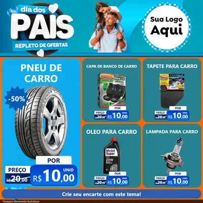 Modelo de Rede Social para Feed Facebook com o tema Dia Dos Pais Repleto de Ofertas para Auto peças
