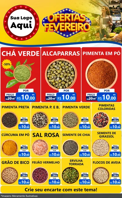 Modelo de Encarte para Encarte Grande com o tema Ofertas de Fevereiro para Produtos Naturais