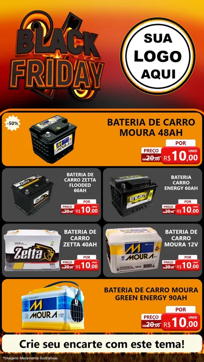 Modelo de TV para TV Vertical com o tema Black Friday para Baterias Elétricas