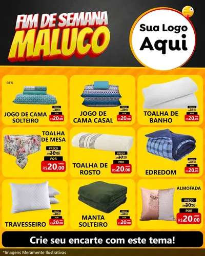 Modelo de Rede Social para Feed Instagram com o tema Final de Semana Maluco para Cama, Mesa e Banho