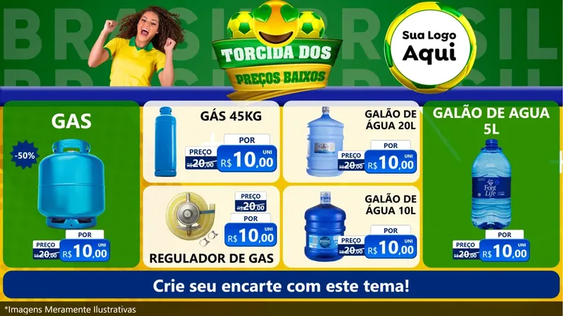 Modelo de TV para TV Horizontal com o tema Torcida dos Preços Baixos - Copa para Água e gás