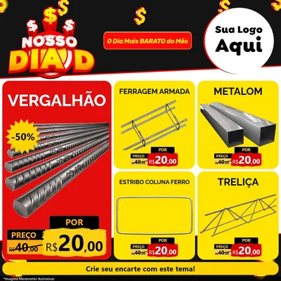 Modelo de Rede Social para Feed Facebook com o tema Nosso Dia D para Ferragens
