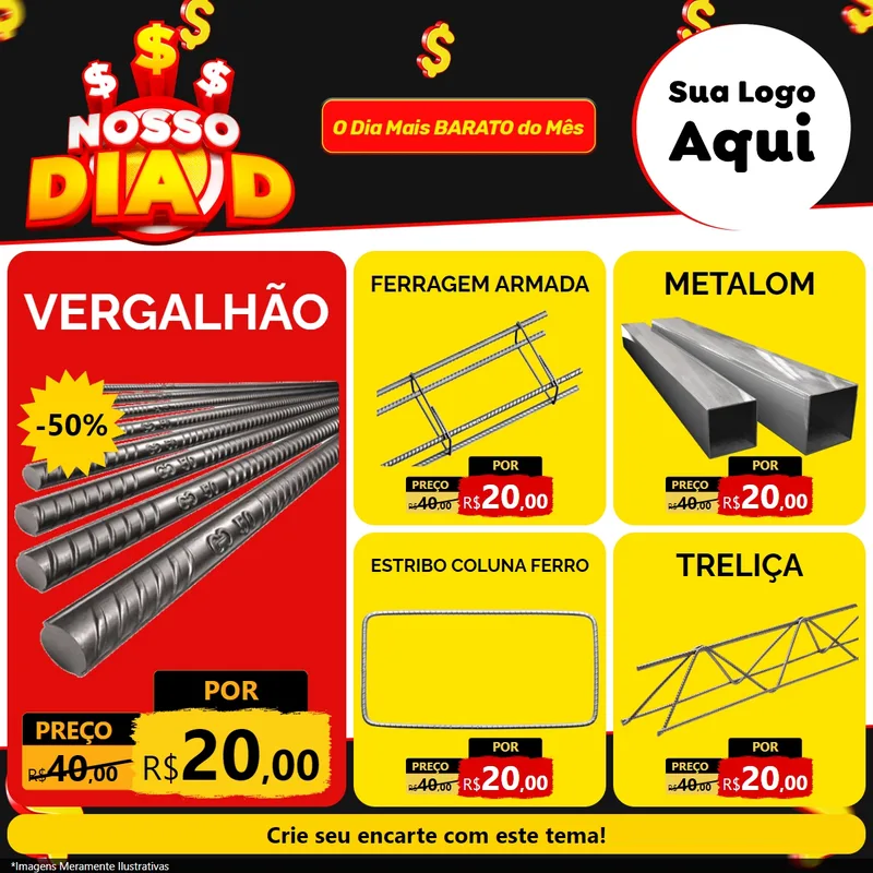 Modelo de Rede Social para Feed Facebook com o tema Nosso Dia D para Ferragens
