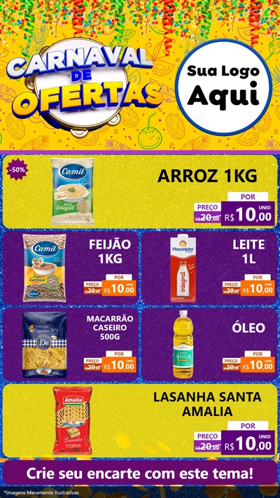 Modelo de TV para TV Vertical com o tema Carnaval de Ofertas para Supermercado