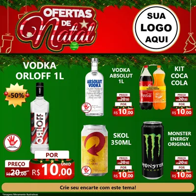Modelo de Rede Social para Feed Facebook com o tema Ofertas de Natal para Distribuidora de bebidas