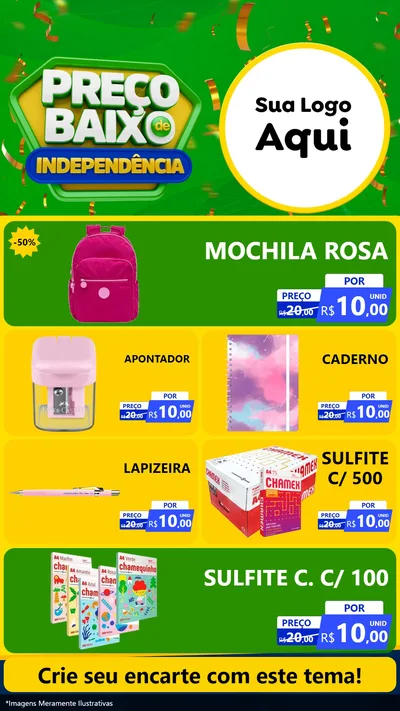 Modelo de TV para TV Vertical com o tema Preço Baixo de Independência para Papelaria
