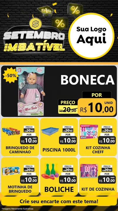 Modelo de Rede Social para Stories com o tema Setembro Imbatível para Brinquedos