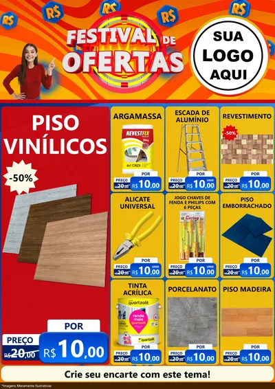 Modelo de Encarte para Encarte A4 Vertical com o tema Festival de Ofertas para Material para Construção