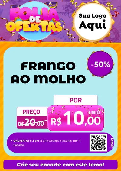 Modelo de Cartaz para Cartaz A4 Vertical com o tema Folia de Ofertas para Restaurante