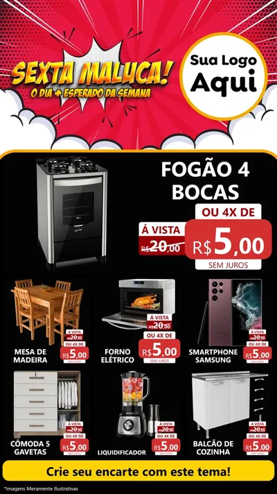 Modelo de Rede Social para Stories com o tema Sexta Maluca! para Móveis e Eletro