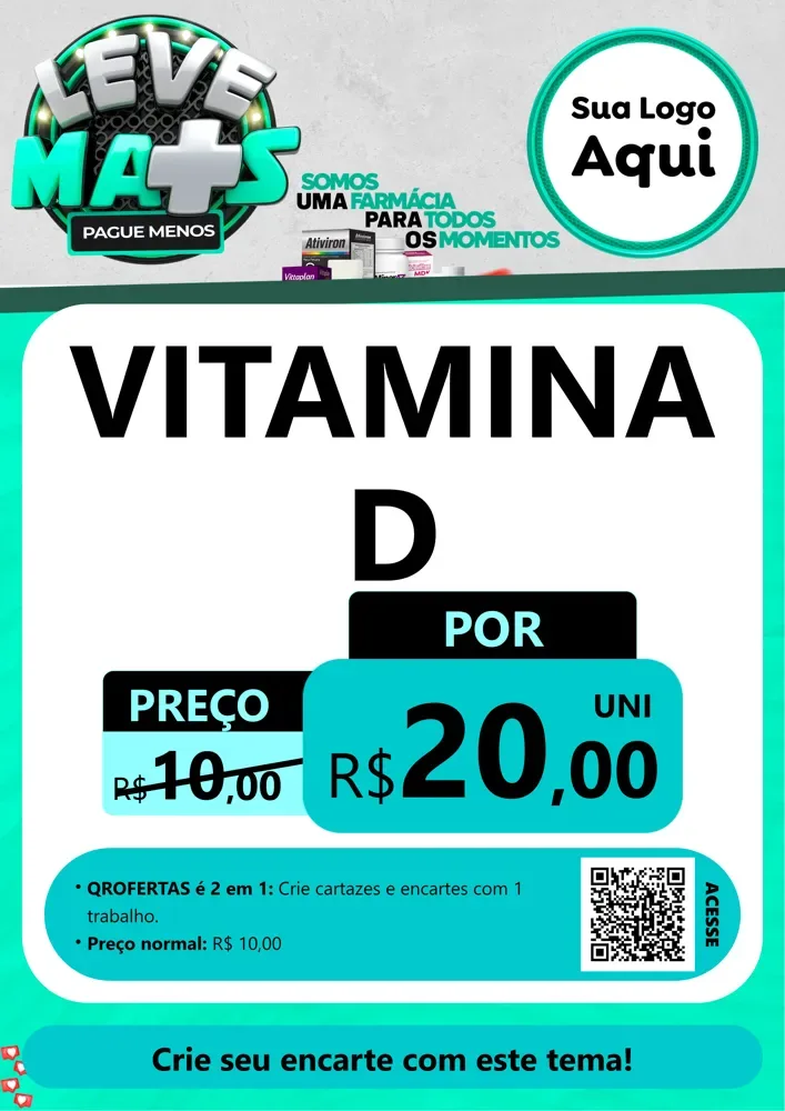 Modelo de Cartaz para Cartaz A4 Vertical com o tema Leve Mais Pague Menos para Farmácia