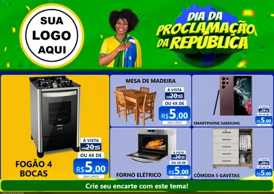 Modelo de Encarte para Encarte A4 Horizontal com o tema Dia Da Proclamação Da República para Móveis e Eletro