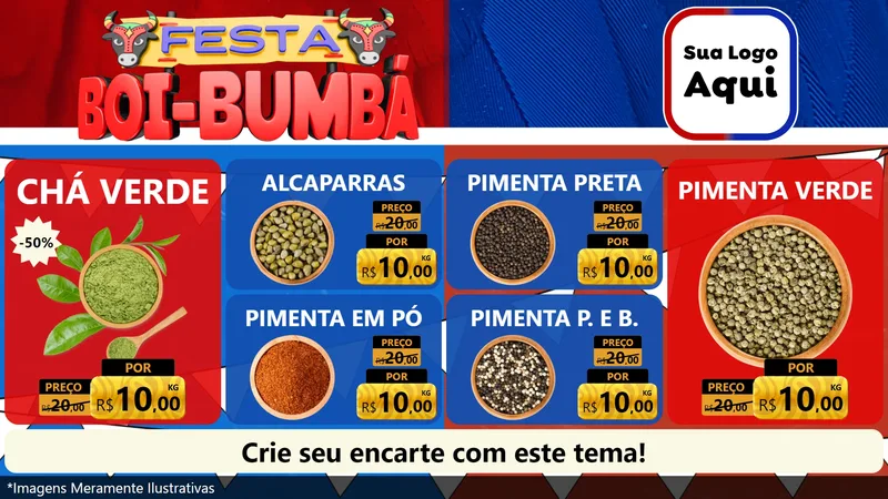 Modelo de TV para TV Horizontal com o tema Festa Boi Bumbá para Produtos Naturais