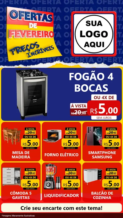 Modelo de Rede Social para Stories com o tema Ofertas de Fevereiro - Preços Incríveis para Móveis e Eletro