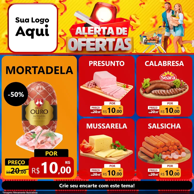 Modelo de Rede Social para Feed Facebook com o tema Alerta de Ofertas para Frios e Laticínios