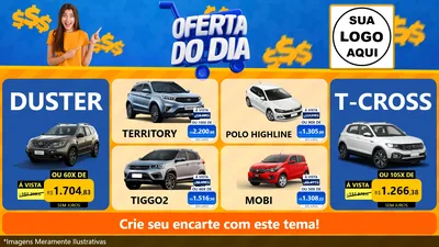 Modelo de TV para TV Horizontal com o tema Oferta do Dia para Concessionaria de Carros