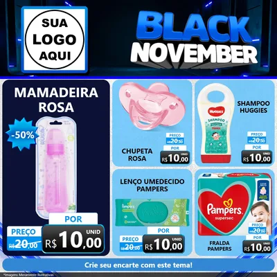 Modelo de Rede Social para Feed Facebook com o tema Black November para Bebês
