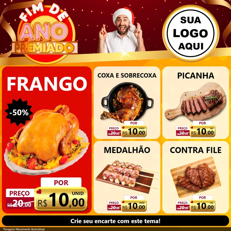Modelo de Rede Social para Feed Facebook com o tema Fim de Ano Premiado para Assados