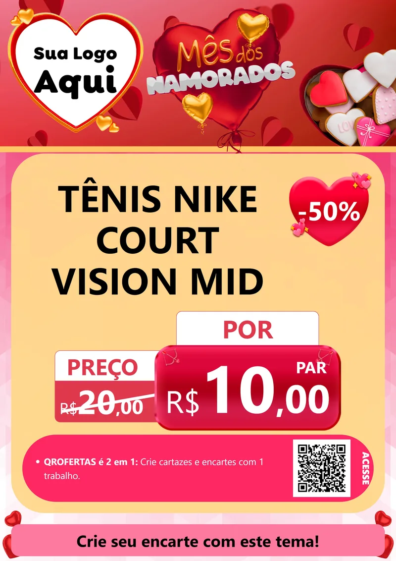 Modelo de Cartaz para Cartaz A4 Vertical com o tema Mês dos Namorados para Calçados