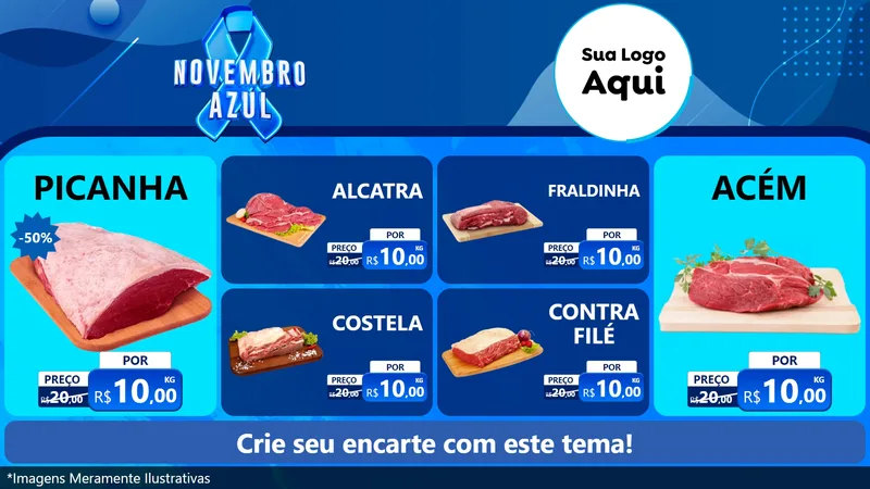 Modelo de TV para TV Horizontal com o tema Novembro Azul para Açougue