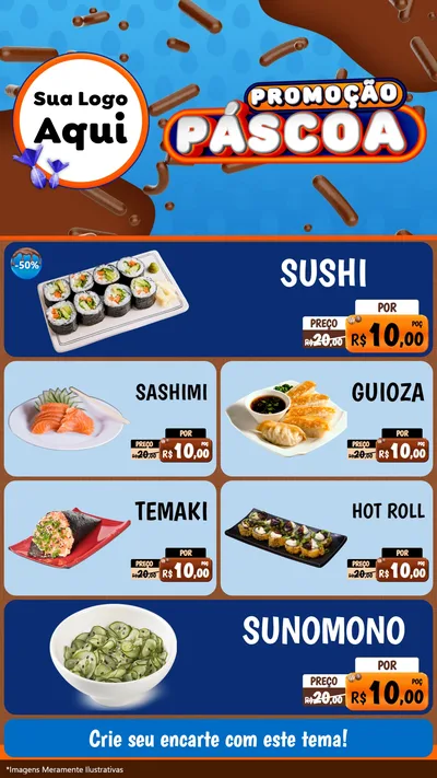 Modelo de TV para TV Vertical com o tema Promoção Páscoa para Comida japonesa