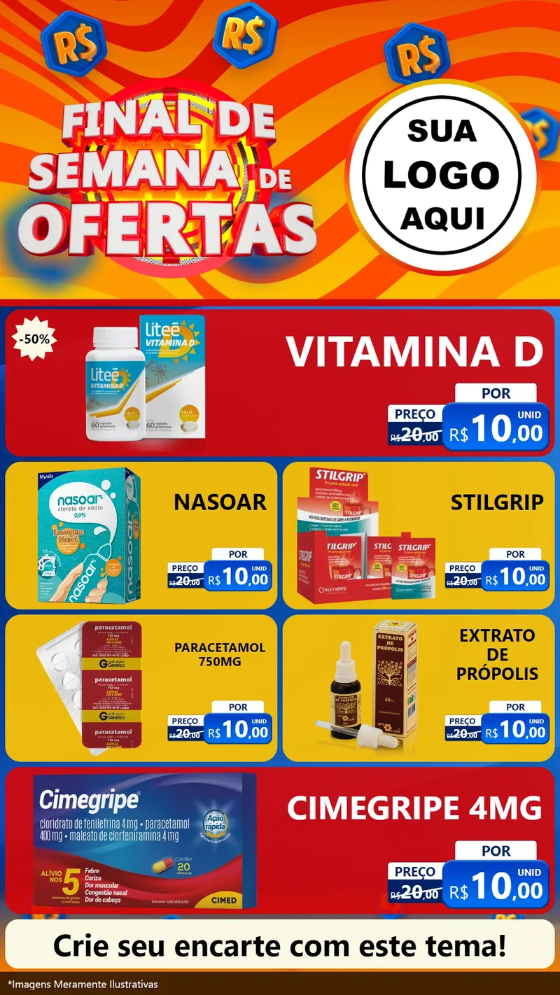 Modelo de TV para TV Vertical com o tema Final de Semana de Ofertas para Farmácia