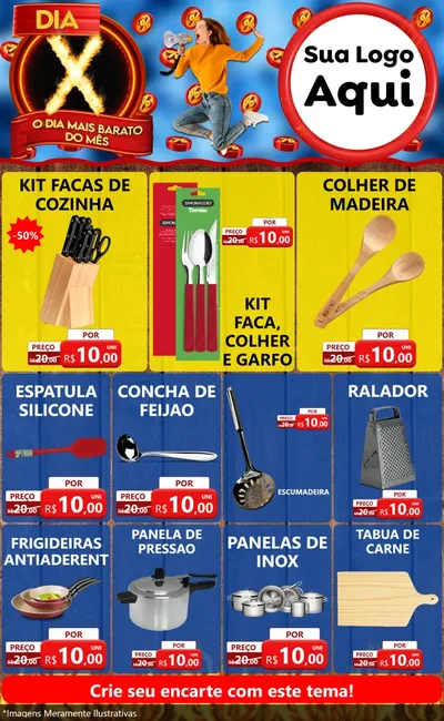 Modelo de Encarte para Encarte Grande com o tema Dia X - O Dia Mais Barato Do Mês para Utilidades Domésticas