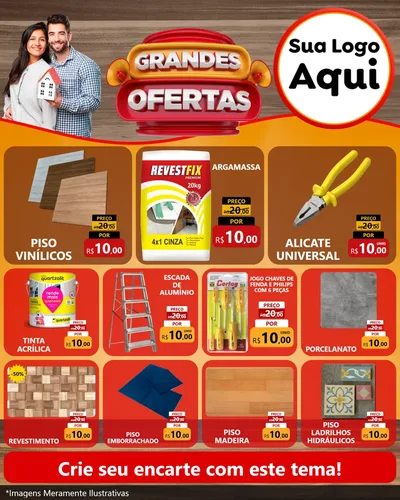 Modelo de Rede Social para Feed Instagram com o tema Grandes Ofertas para Material para Construção