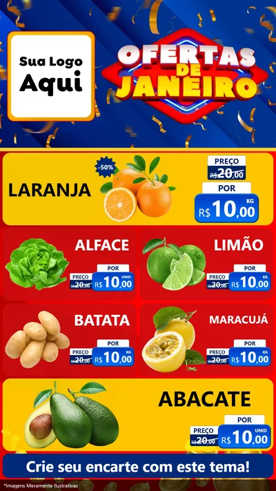 Modelo de TV para TV Vertical com o tema Ofertas de Janeiro para Hortifrúti