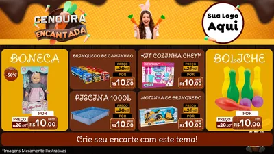 Modelo de TV para TV Horizontal com o tema Cenoura Encantada - Páscoa para Brinquedos